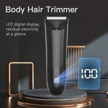 男士体毛修剪器，电动剃须刀，电动私处毛发修剪器，陶瓷刀片男士理容修剪器，全身理容，500mAh电池容量 - 黑色 - 查看 5