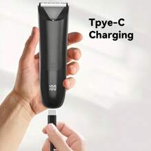 男士体毛修剪器，电动剃须刀，电动私处毛发修剪器，陶瓷刀片男士理容修剪器，全身理容，500mAh电池容量 - 黑色 - 查看 10