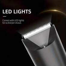 男士体毛修剪器，电动剃须刀，电动私处毛发修剪器，陶瓷刀片男士理容修剪器，全身理容，500mAh电池容量 - 黑色 - 查看 9