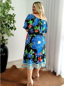 Vestido Midi Plusize Ciganinho Cintura Lastex Modinha Grande