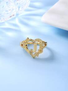 1pc Stylish Adjustable Rings With Heart, Letter, Geometric Pattern Design, Fashion Accessories, Ideal Gift