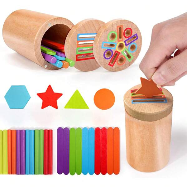 Montessori Toys For 1 2 3 Year Old - Wooden Color Sorting Sensory Toys For Toddlers, Kids Fine Motor Skills Developmental Games, Busy Board Gifts For Baby Boys Girls