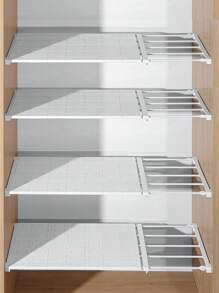 1 st. Uitbreidbare klemvrije opbergplank, kastorganizer, keukenverdeler, kastrek voor in de slaapzaal, badkamerplanken, geschikt voor kast, kast, woonkamer
