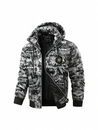 Winter New Men's Hooded Detachable Padded Coat, Outdoor Sports Casual Warm Padded Coat