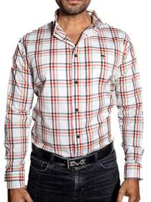 PLATINUM STORES Men's Casual Long Sleeve White Shirt Large Checks Green, Orange And Black Lines Cotton Office Lumberjack Daily Party Fashion - 白色 - 查看 5