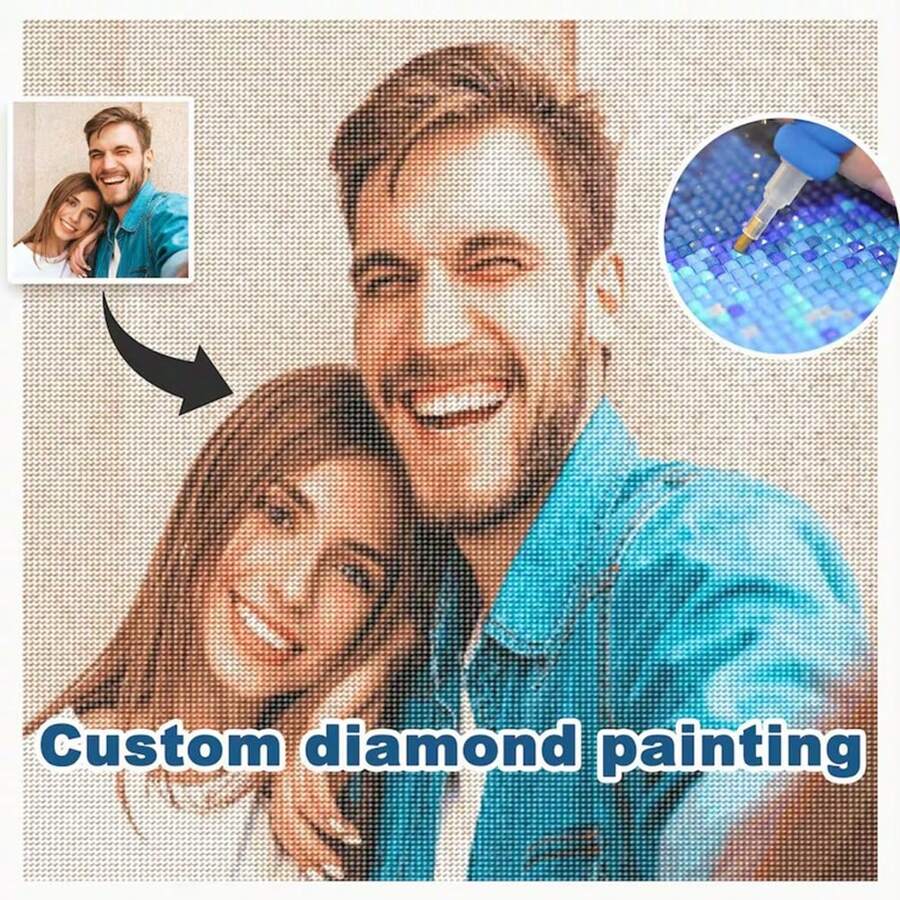 HuaCan Photo Custom 5D Diamond Painting Personalised Diamond Mosaic Full Square Round Rhinestones Holiday Gifts For Boyfriend Girlfriend Family Friends For Anniversaries For Valentine's Day For Weddings For Home Living Room Art Craft,Multi-Functional, ,Ornamental,Reusable,Exquisite,Stylish,High-Quality,Colorful,Modern,Custom,Personalized,Unique,Ideal Gifts For Him,Ideal Gifts For Her,Boyfriend,Dad,Girlfriend,Mom,Family,Friends,Tea Room,Home,Garden,Office,For Anniversaries,For Valentine's Day,For Mother's Day,For Birthdays,For Father's Day,For Graduation,For Weddings,For Housewarming,Graphic Print - Multicolor - View 1
