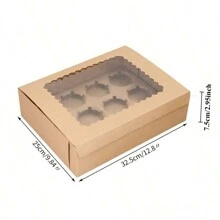 1 件牛皮纸 2/6/12 隔层松饼/纸杯蛋糕/饼干包装盒、甜点包装盒、纯白色和棕色、礼品包装、马卡龙盒、圣诞包装