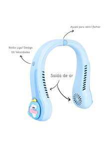 Portable Flexible Neck Fan USB Rechargeable Camping Traveling Training Fast Cooling - Blue - View 3