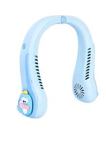 Portable Flexible Neck Fan USB Rechargeable Camping Traveling Training Fast Cooling - Blue - View 1