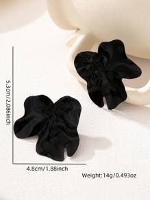 1 Cặp bông tai kim loại hình học bất đối xứng, tuyên bố thời trang - màu đen - Xem 4