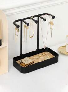 1pc Jewelry Display Stand, Desktop Makeup Vanity Hanging Earring Necklace Bracelet Ring Rack, Entryway Key Holder & Organizer Tray For Jewelry Accessories Back To School