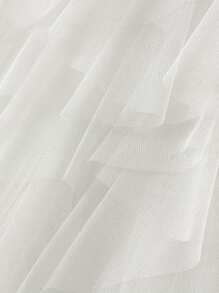 Women Tulle Tutu Skirt Solid Color Elastic Layered Mesh Fairy A-Line Skirt For Beach Party Streetwear - White - View 5