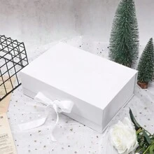 1pc Customized Ribbon Holiday Gift Box, Black, White, Pink Wedding Bridesmaid Gift Box, Bachelorette Party Decoration, Birthday Gift Box, Housewarming Home Gift Box, Personalized Gift - Multicolor - View 6