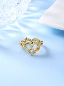 1pc Stylish Adjustable Rings With Heart, Letter, Geometric Pattern Design, Fashion Accessories, Ideal Gift