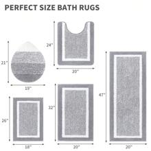 Pauwer Bathroom Rugs Sets 5 Piece With Lid Cover Bathroom Shower Rugs With U-Shaped Contour Toilet Mat Absorbent Microfiber Plush Bath Mats Non Slip Bath Rugs Machine Washable Bathroom Floor Mats, Light Grey - 淺灰色 - 查看 2