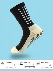 FLSHMCEN 4 Pairs Men's Soccer Socks With Grip, Non Slip Anti Slip Athletic Socks With Cushion Pads For Football/Basketball - 黑色 - 查看 3