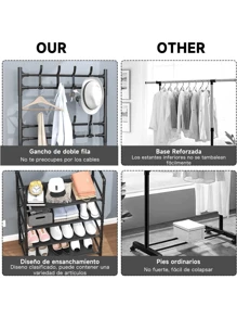 Zapatera Organizadora Perchero Mueble Armario Closet Con 5 Niveles Repisas Multiuso Tela Impermeable Armable Facil Instalacion Transportable Practico Ligero Moderno - Negro - Ver 9
