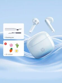 HP 5.4 新款无线耳机，真无线入耳式耳机，30 小时超长续航，兼容苹果、安卓等设备，附赠创意 DIY 贴纸，精美礼品，万圣节和圣诞节的理想之选，USB Type-C 接口 - 藍色 - 查看 10