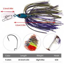 HENGJIA 1个18克旋转亮片路亚，胡子男旋转亮片防挂底旋转亮片饵，带单钩，适用于鲈鱼和鲤鱼 - 彩色 - 查看 2