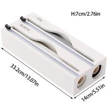 1 szt. dozownik do folii bambusowej, bambusowy organizer kuchenny, pudełko do przechowywania folii aluminiowej i folii plastikowej, odpowiedni do kuchni (biały)