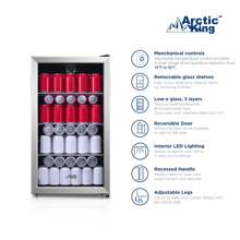Arctic King 115-Can Beverage Fridge & Cooler, Stainless Steel Look, ARV115B1AST - Silver - View 3