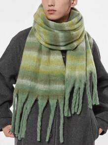 1 件男士长围巾，简约设计，百搭，适合情侣，温暖羊毛，带流苏的多功能披肩，时尚男士礼物