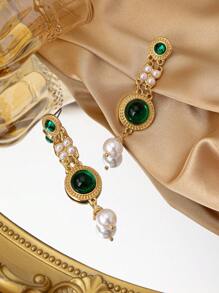 1 đôi Vintage Thanh lịch Triều đình Phong cách Trân châu Thả hoa tai Đối với phụ nữ - Bông tai phong cách cung điện - Xem 10