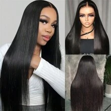 5x5 Straight HD Lace Closure Wigs Brazilian Human Hair Ready To Wear Glueless Wigs Human Hair Pre Plucked Pre Cut For Beginners For Women Natural Color 150% Density