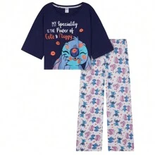 Disney Stitch Pyjama Set Cosy Nightwear Long PJ Comfy Loungewear Gift - Multicolor - View 1