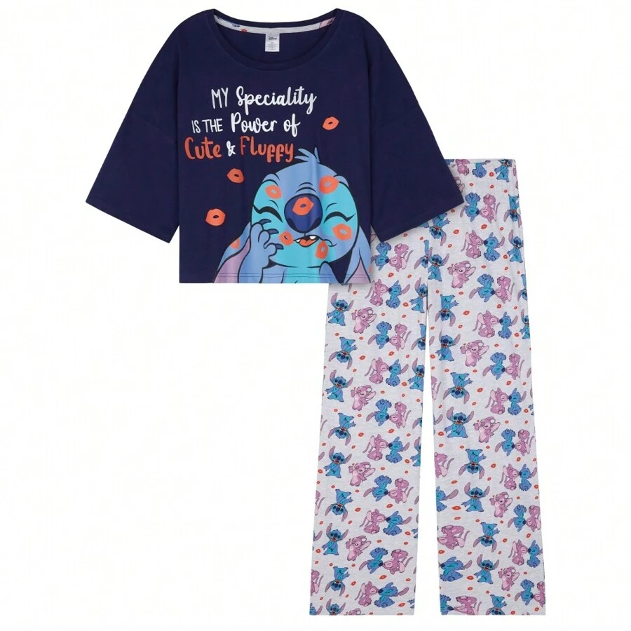 Disney Stitch Pyjama Set Cosy Nightwear Long PJ Comfy Loungewear Gift - Multicolor - View 1