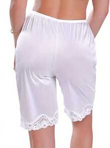 Four Seasons Outfits For Women Classic Midi Pyjama Bottoms Casual Soft Solid Lace Half Slip Sleepwear,Plus Size Lace Pajama Pants - Casual Sleepwear