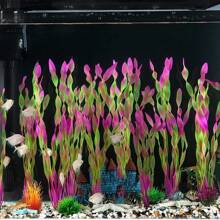 10 piezas de algas marinas artificiales para acuario, decoraciones de plástico para pecera