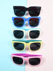 6 件/5 件/4 件/3 件/1 件儿童休闲风格拼色折叠时尚眼镜，男孩和女孩的时尚眼镜，适合日常佩戴，是送礼的理想选择