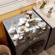1pc Washing Machine Cover Mat, 3D Floral Print Pattern, Kitchen Countertop Mat, Washer/Dryer Top Protective Cover, Multi-Purpose Kitchen Counter Cover, Modern Washer And Kitchen Appliance Top Protector, Clothes Drying Mat, Water-Resistant Countertop Mat, Home Goods