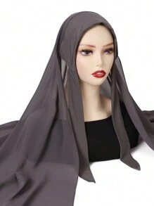 1 Stück Frauen Abaya Accessoires einfarbiger praktischer Schleife-Fixierung rutschfester Chiffon Hidschāb Kopftuch