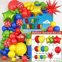 106pcs Balloon Set, Blue And Red Exploding Star Balloon Arch Garland Set, Including 4 Star Shape Foil Balloons With Birthday Background Banner, Available In Multiple Sizes For You To Choose Individually, Perfect For Birthday Party, Superhero Birthday, Cartoon/Video Game/Superhero Themed Party Decoration, Christmas - Multicolor - View 7