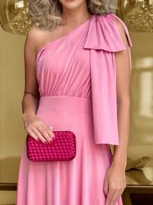 Long Party Dress With Lace, Lined Cups, Comfortable, Elegant, Simple - 乾枯玫瑰色 - 查看 3