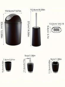 6 件套浴室配件套装，包括垃圾桶、马桶刷、乳液分配器、肥皂盒、玻璃杯、牙刷架，适用于浴室装饰、组织、酒店/别墅浴室、乔迁礼物、节日礼物