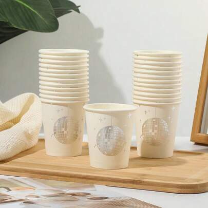 10 件/20 件白色和银色迪斯科派对杯迪斯科球饮水杯单身派对杯适用于迪斯科婚礼派对野餐旅行新娘送礼会 70 年代 80 年代 90 年代派对用品