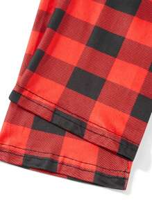 Christmas Pajamas For Family Long Sleeve Cartoon Print Tops + Plaid Trousers Set Holiday Nightwear - Dad - View 6