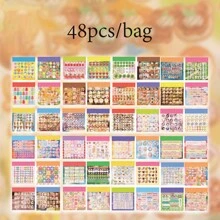 48Pcs/Book Coil Sticker Book, Escaping From The Heart Series, Exquisite Ins Ancient Style Die-Cut Stickers, Scrapbook Supplies, Decorative Notebooks, Photo Frames, Phone Cases, Water Cups, Garbage Magazines, Stationery Boxes, DIY Personalized Collage Back To School
