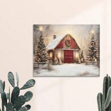Charming Red Barn Christmas Canvas Art-Winter Living Room Wall Decoration, 1 Oil Painting In Wood Frame (3) Thickness 2.25cm/0.9Inch, High Quality Wall Painting Poster, Direct Wall Painting, Home Gift Decoration, Room Decoration Aesthetics, Wall Decoration Art, Christmas Gift, Christmas Decoration, Perfect Gift, Living Room, Bath Room, Bedroom, Kitchen, Christmas Home Decorations, Room Decorations, Holy Certificate Decorations, Trump, Wall Art, Wall Decoration, Fig, Christmas Decorations Customs Clearance, Art Bedroom Poster Wall Art Cleaning Activities Closed - Redwood - View 2