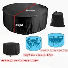 Heavy Duty Outdoor Waterproof Garden Patio Furniture Large Round Cover For Rattan Table Cube Shelter Table Chair Set - Black - View 4