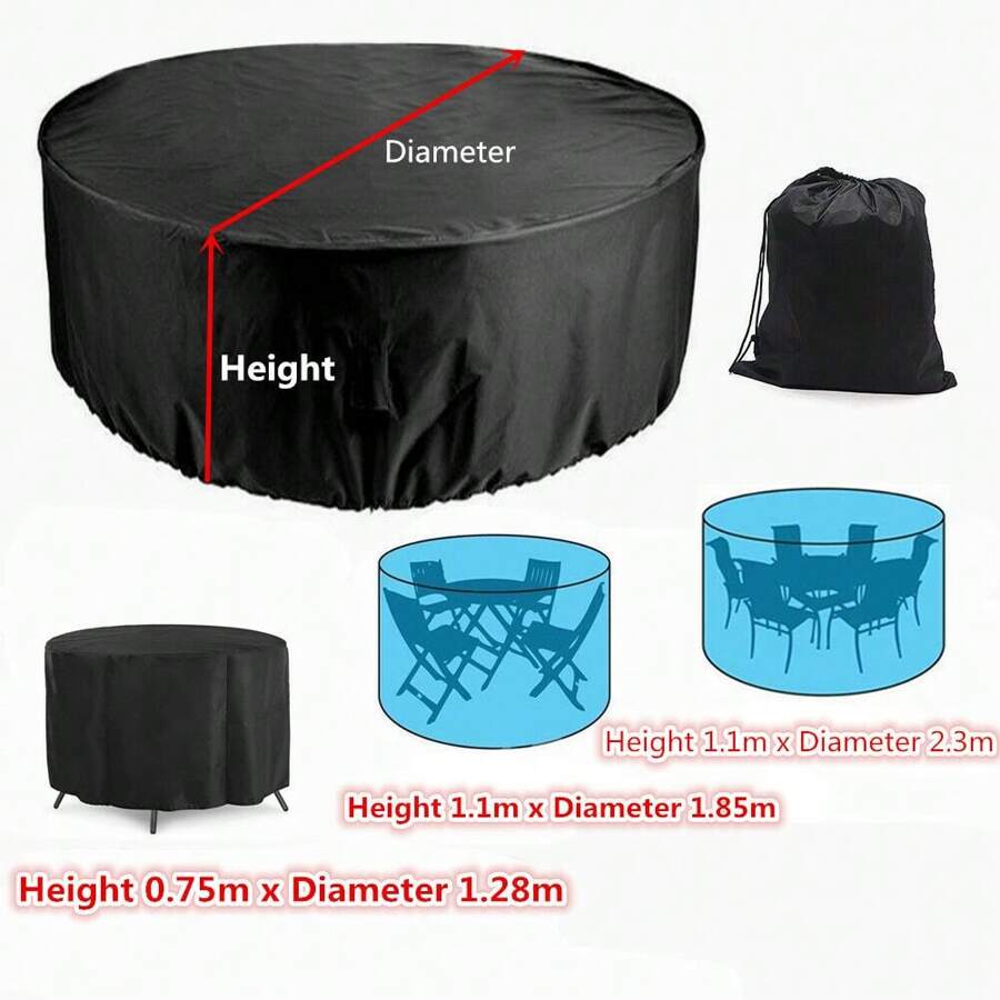 Heavy Duty Outdoor Waterproof Garden Patio Furniture Large Round Cover For Rattan Table Cube Shelter Garden Patio Table Chair Set - Black - View 1