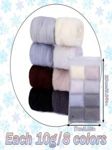 1 Conjunto Roving de Lã Colorida, Combinação de 8 cores de Fibra de Lã de 10g, Kit de Material para Feltrar Lã, Brinquedos de Feltro de Lã DIY (Embalagem Aleatória de Zíper/Saco a Vácuo)