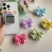 1Pc Solid Color Ins Style Stereoscopic Bow Phone Case Mirror Back Stick Airbag Stand Extension Shrink Fresh Phone Stand
