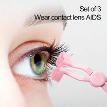 3 PiecesContact Lens Applicator Tool Set Novice Contact Lens Remover, Contact Lens Support, Eye Clip Assistance, Eyelid Support, Eye Expander