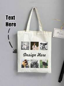Personalized Custom Tote Bag-Personalized Photo Collage Tote Bag-Custom Print Tote With Photo Of Family Friend, Unique Design (Photo, Landscape, Illustration), Personalized Gift For With Photo-Tote Bag-Canvas Tote Bag-Cute Tote Bag-Large Tote Bag, Fashionable Women's Handbag For Shopping & Bento, Friends Theme Birthday Bridal Shower, Bachelorette Party, Bride To Be Future Mrs Wedding Engagement Bridesmaid Gift Cosmetic Bag Bags Ladies