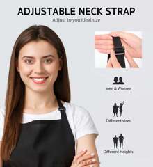 24/12Pack Adult Kitchen Aprons - Polyester Aprons, Adjustable Unisex Bib Style Aprons, Solid Color, Wear-Resistant And Stain-Resistant, Suitable For Cooking, Barbecue, Hairdressing, Waiters, Chefs And Outdoor Activities; Essential For Barbecue | Kitchen Uniforms | Handmade Uniforms - 12-pack Black - View 3