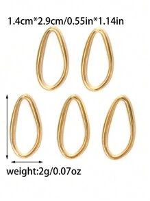 1pc Oval Shaped Electroplated Small Pendant, DIY Earrings Bracelet Necklace Charms Accessories - Gold - View 4